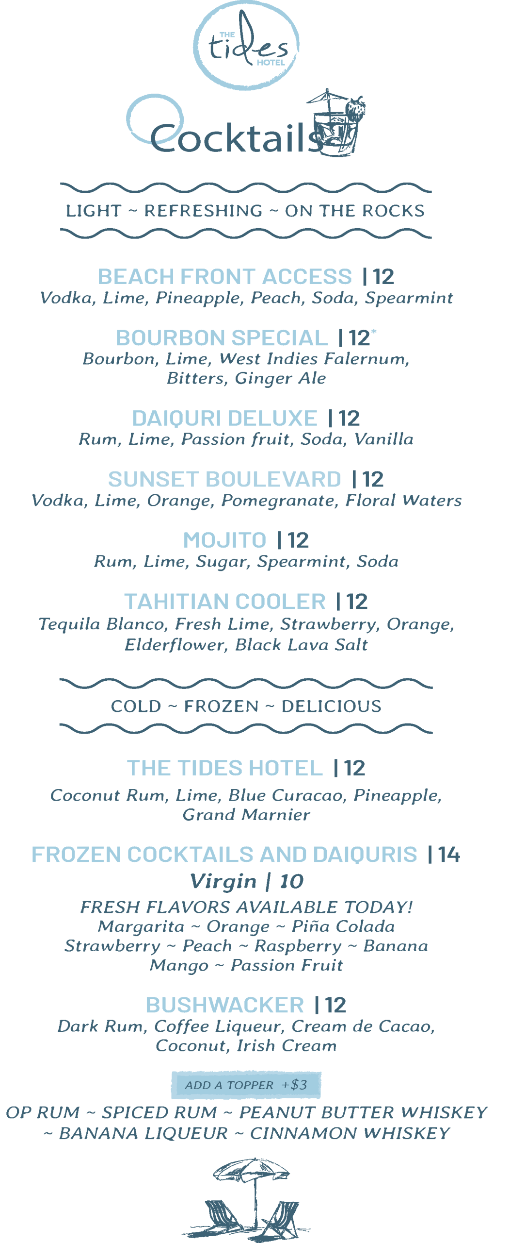 Tides 2025 Pizza Menu