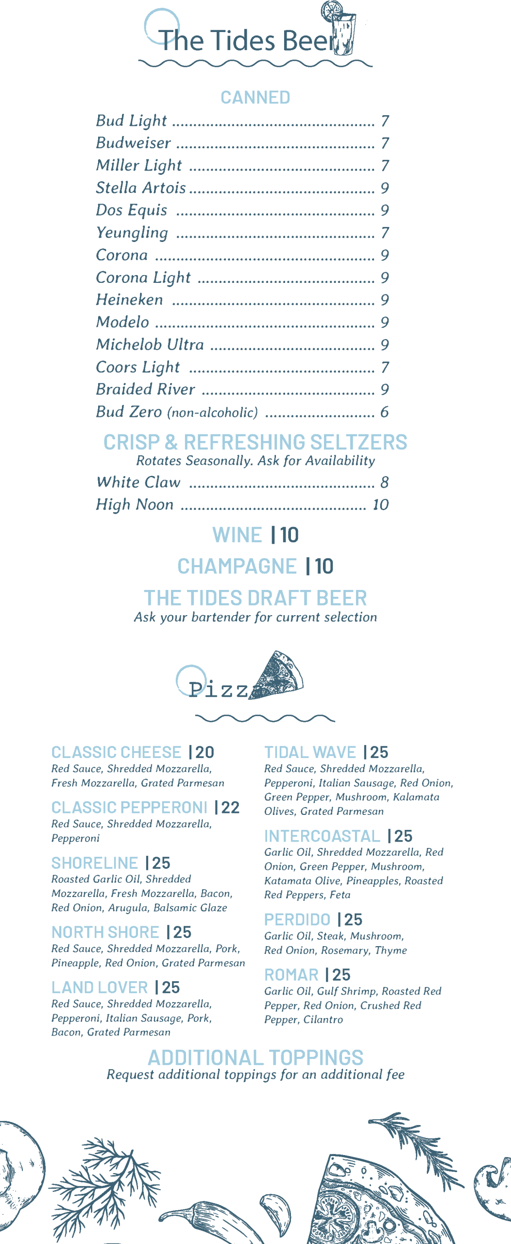 Tides 2025 Drinks Menu