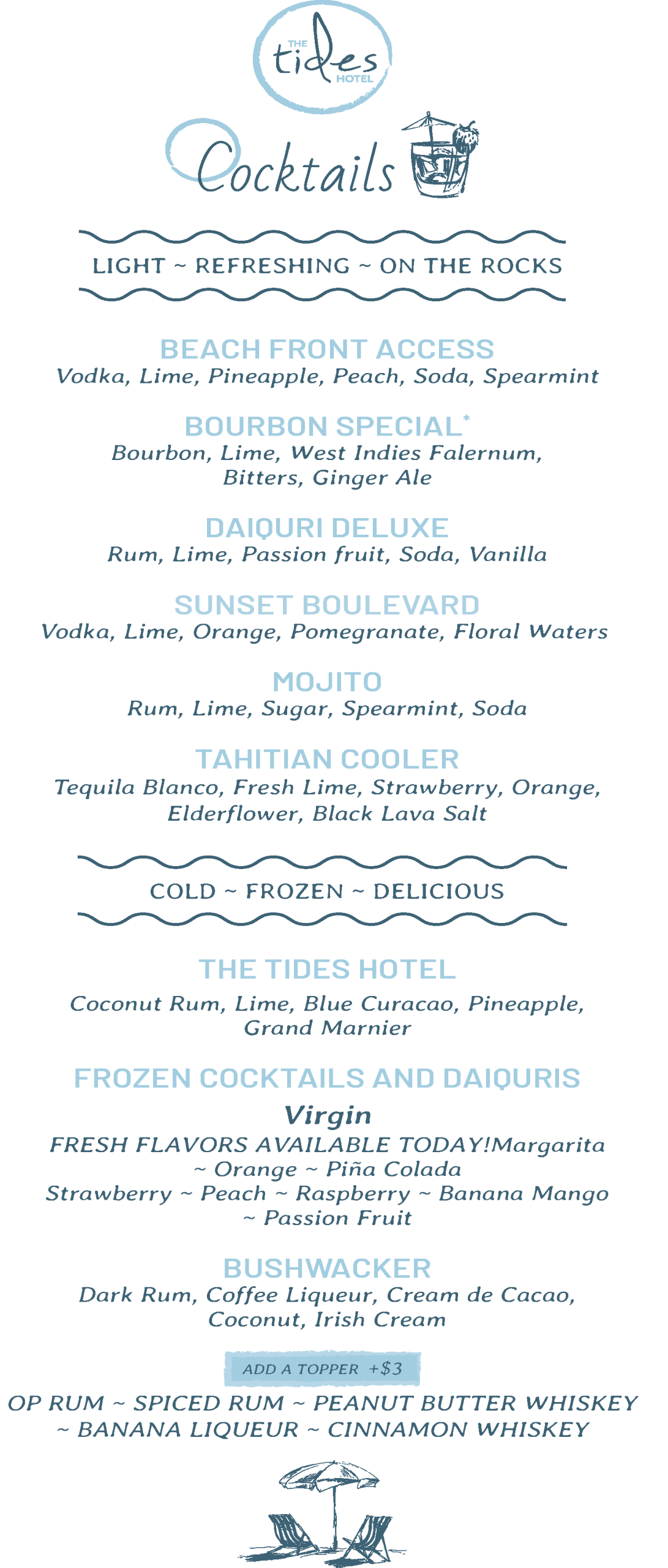 Tides 2025 Drinks Menu